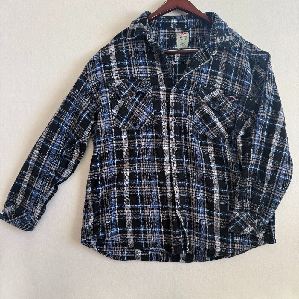 Dickies Flannel Men’s 2XL Shirt Jacket Blue Plaid Long Sleeve Workwear Outdoor